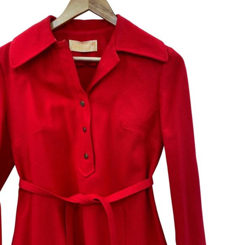 Pendleton red cherry wool waist belt blouse
